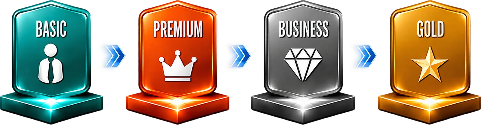 The four versions: Basic, Premium, Business and Gold